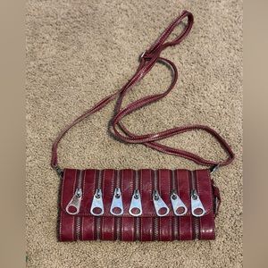 Faux leather purse with zipper detailing